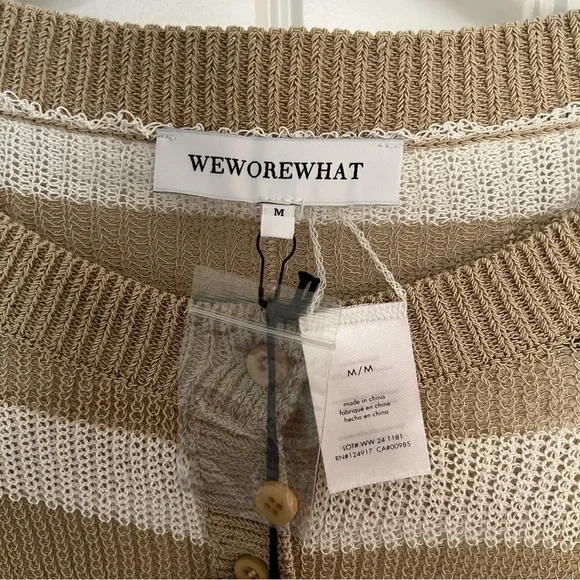 NWT WeWoreWhat Women's Striped Crochet Cardigan Crop Knit Top M $98 - Picture 6 of 8